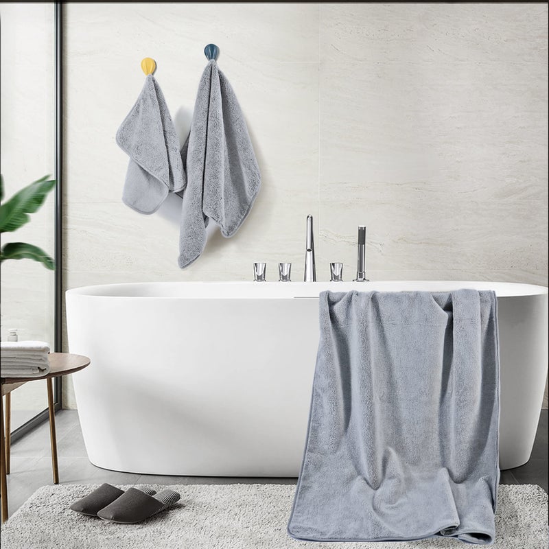 POLYTE Oversize, 60 x 30 in., Quick Dry Lint Free Microfiber Bath Towel Set, 6 Piece (Gray) - Image 3